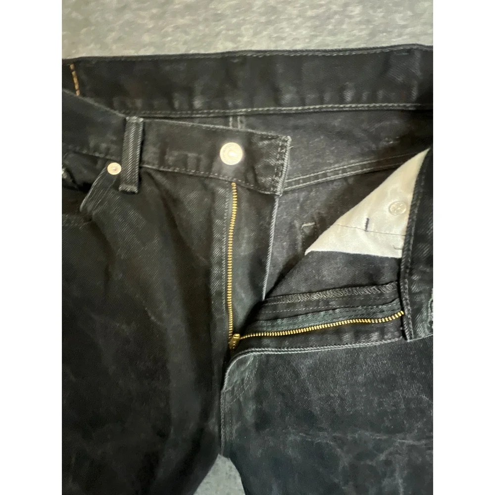 Levis 505 Regular Fit Black Denim Jeans Mens 38x30 Straight Leg Cotton Black